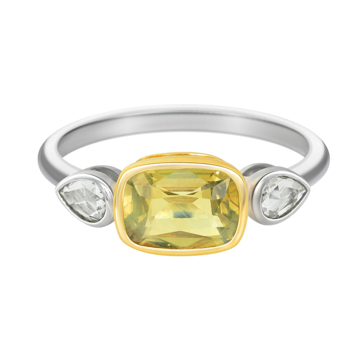 Yellow Chrysoberyl & Rose Cut Diamond Ring