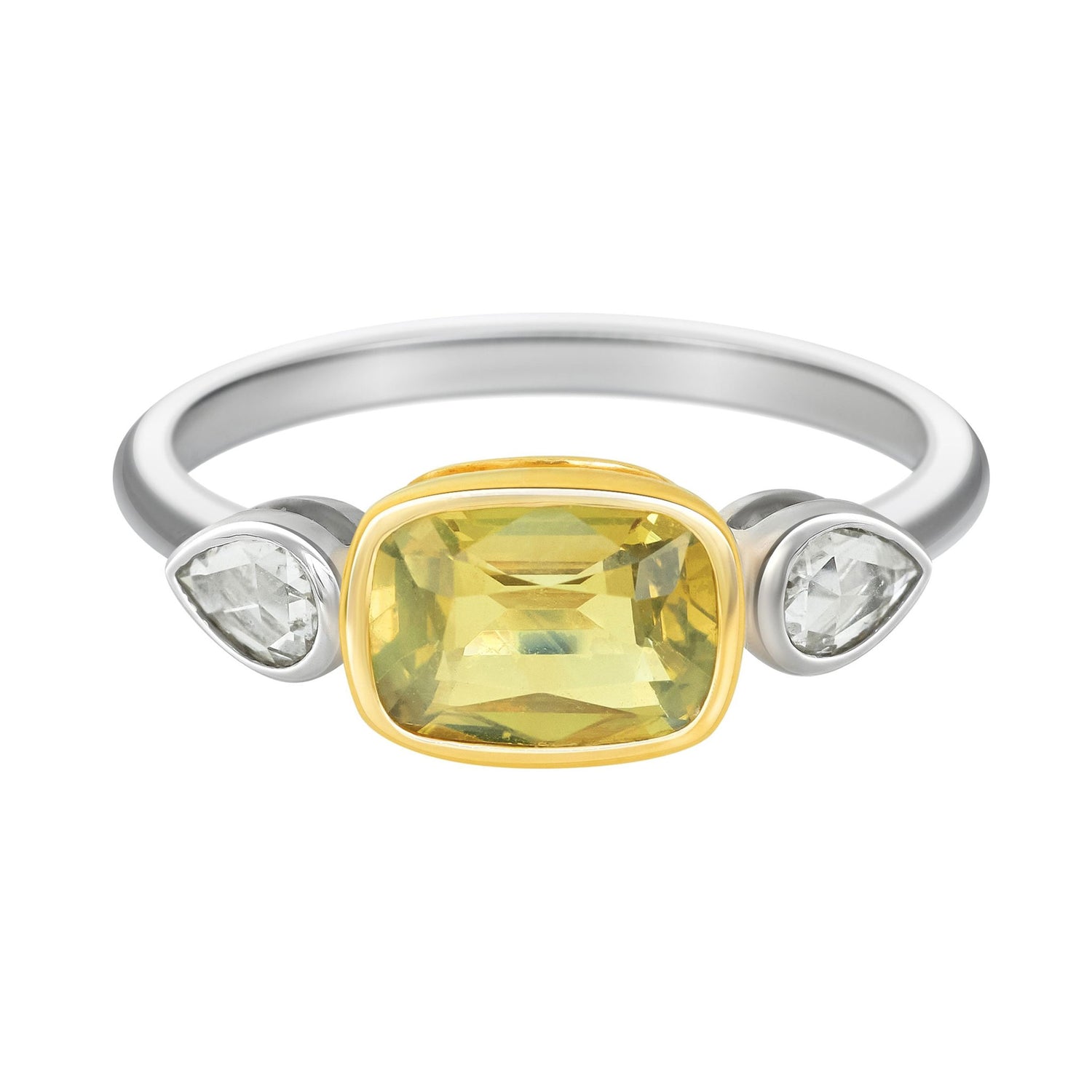 Yellow Chrysoberyl & Rose Cut Diamond Ring