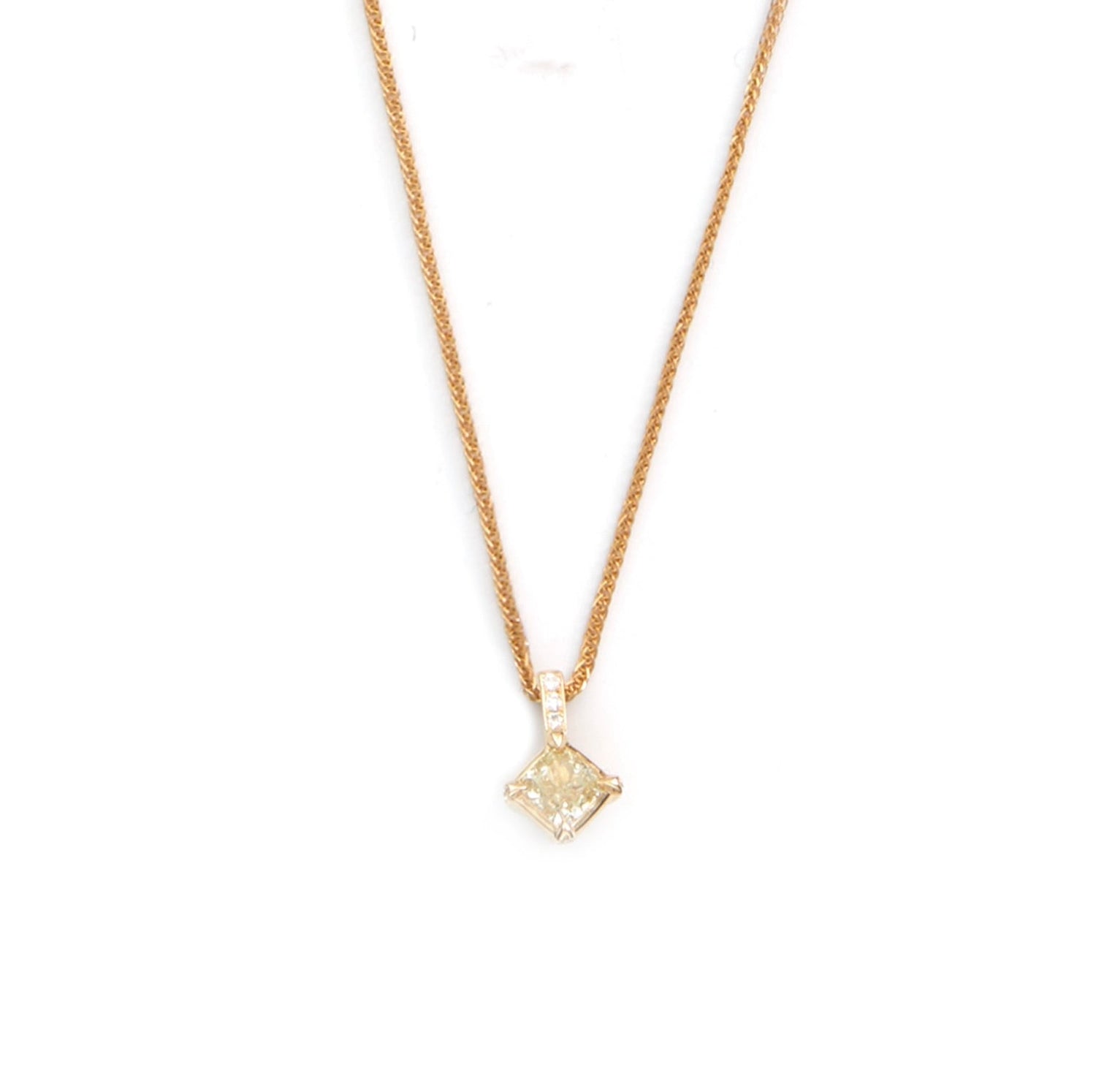 Yellow Diamond Compass Necklace 18k gold handmade fine jewelry