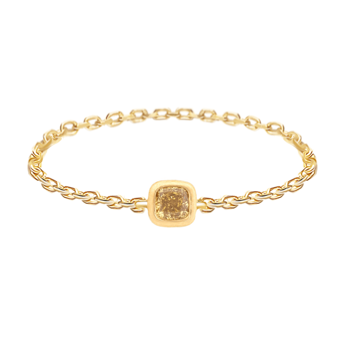 Yellow Diamond Cushion Chain Ring 18k gold Stackable ring