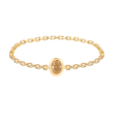 Yellow Diamond Oval Button Chain Ring 18k gold Stackable ring