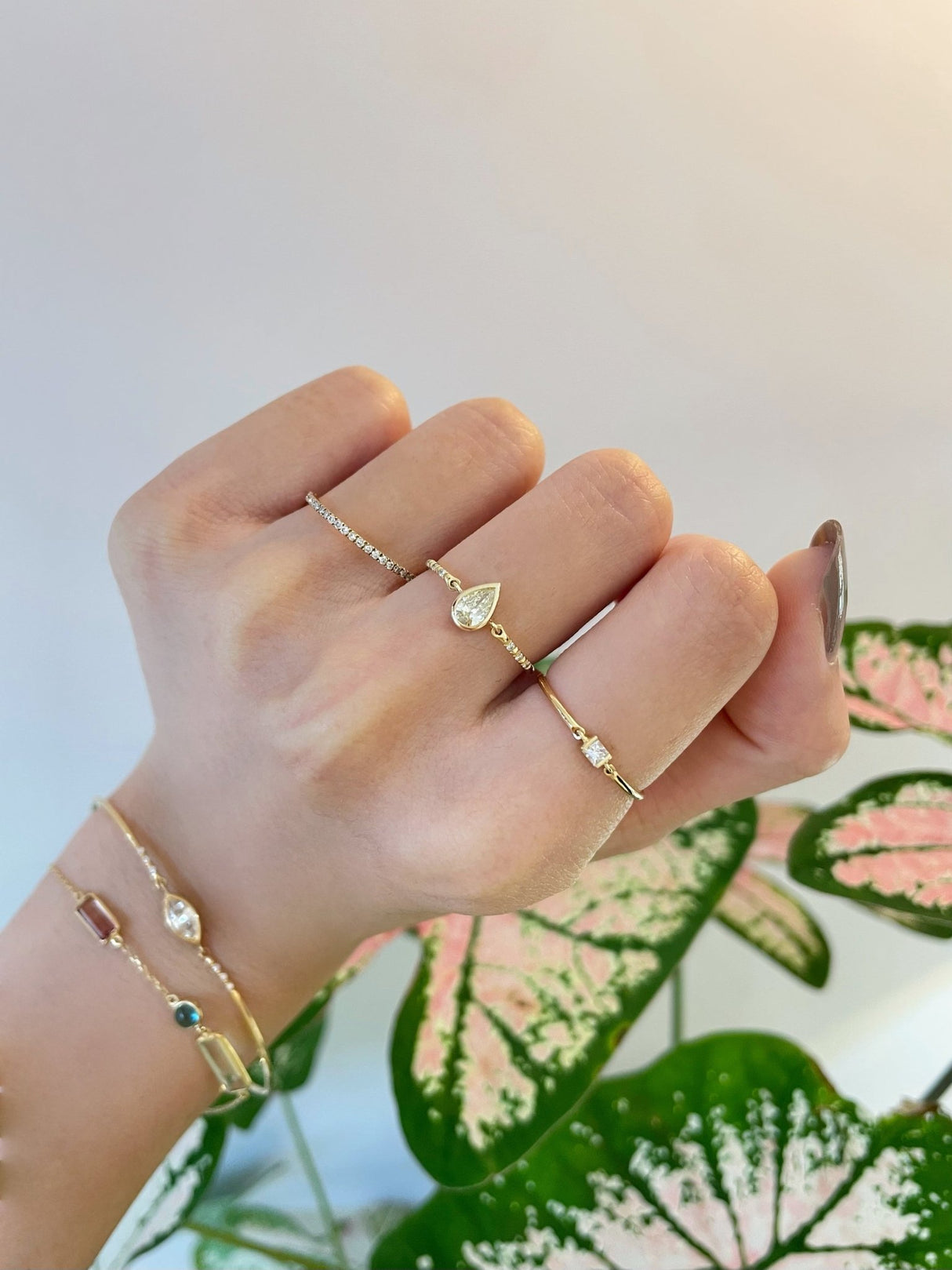 Yellow Diamond pear Petite Circle Ring