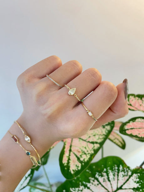 Yellow Diamond pear Petite Circle Ring