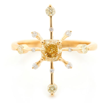 Yellow Diamond Starburst Ring