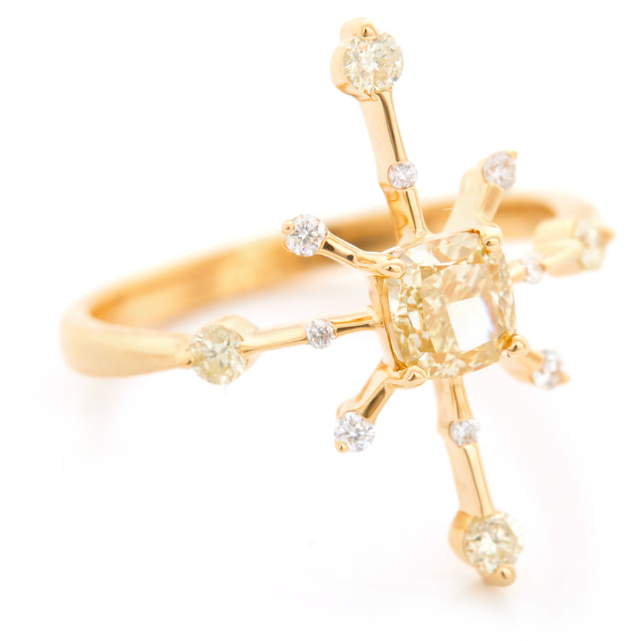 Yellow Diamond Starburst Ring