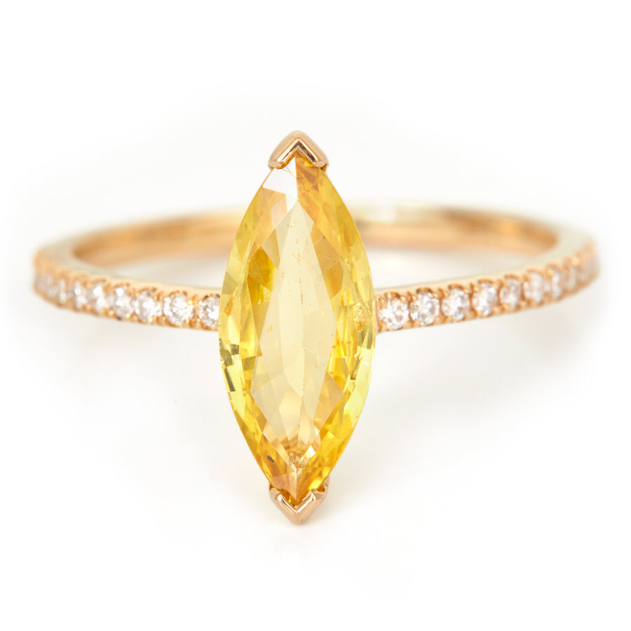 Yellow Sapphire & Diamond Charm Ring