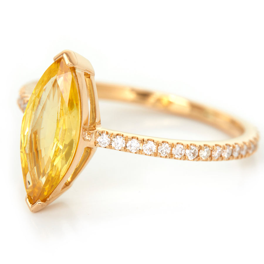 Yellow Sapphire & Diamond Charm Ring