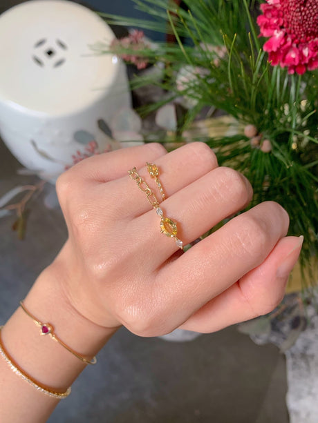 Yellow Sapphire & Diamond dream weaver Chain Ring