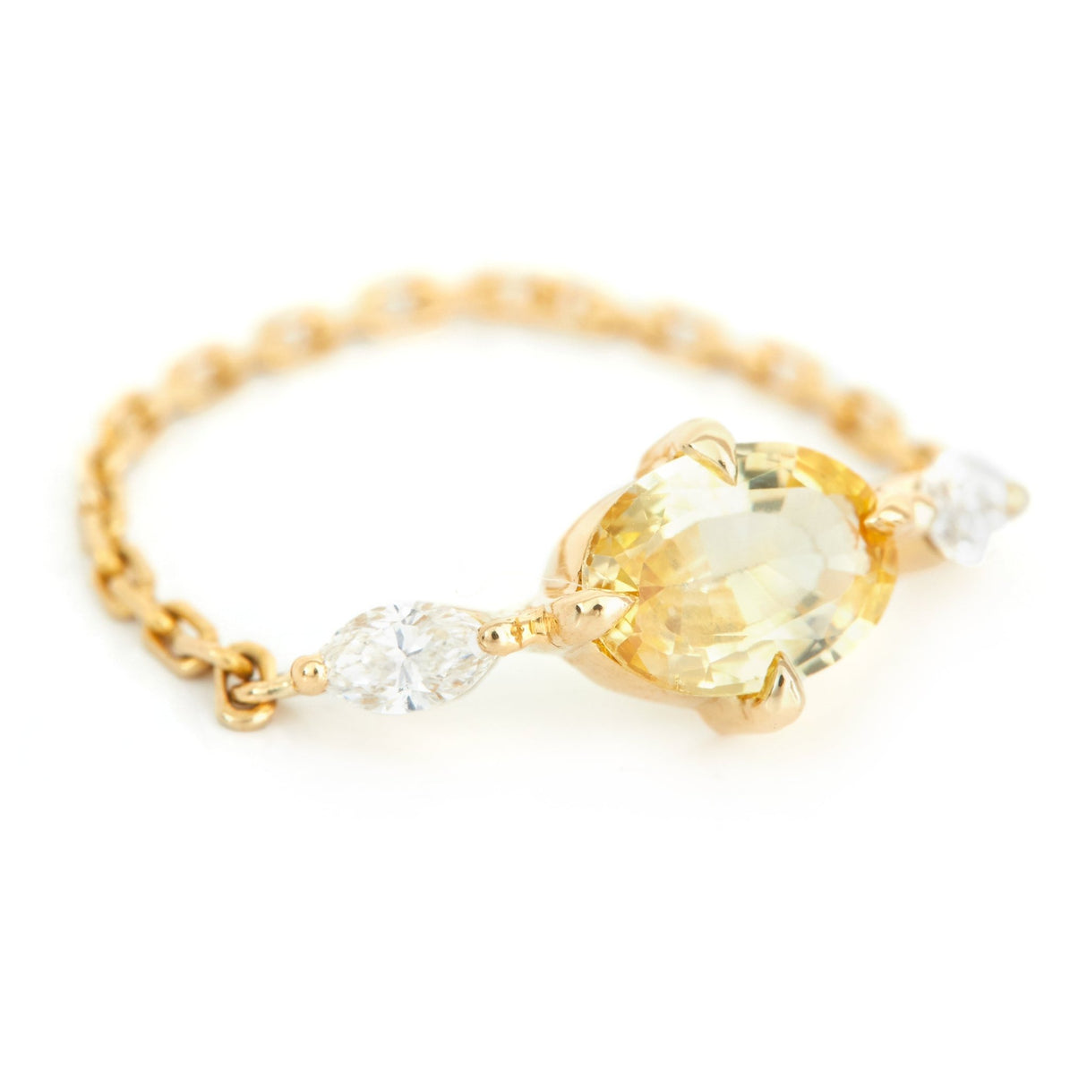 Yellow Sapphire & Diamond dream weaver Chain Ring