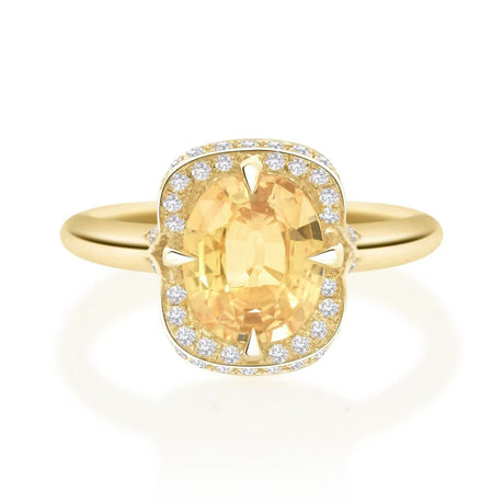 Yellow Sapphire Aurora Ring 18K engagement ring