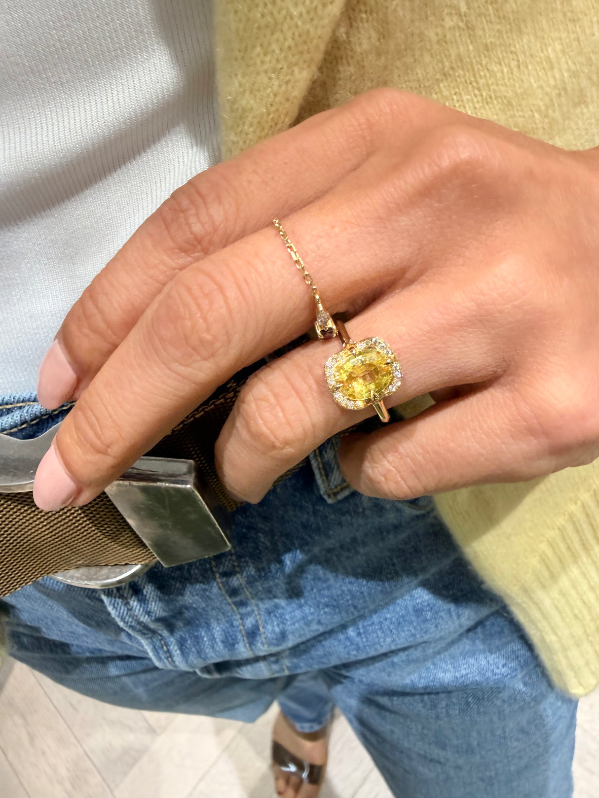 Yellow Sapphire Aurora Ring