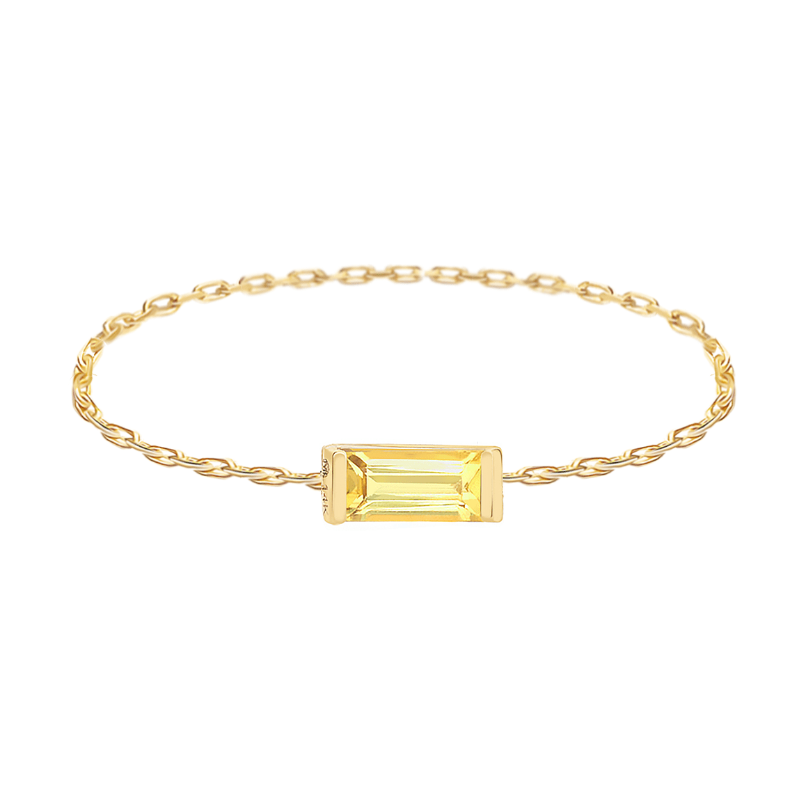 Yellow Sapphire Baguette Chain Ring 14k gold Stackable ring