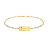 Yellow Sapphire Baguette Chain Ring 14k gold Stackable ring