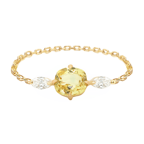 Yellow Sapphire & Diamond Dream Weaver Chain Ring 18k gold Stackable ring