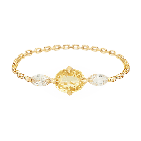 Yellow Sapphire & Diamond Dream Weaver Chain Ring 18k gold Stackable ring