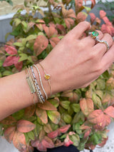 Yellow Sapphire Heart Bangle 18k gold Stackable design on model