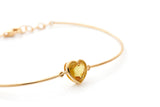 Yellow Sapphire Heart Bangle 18k gold Stackable design side view