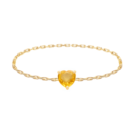 Yellow Sapphire Heart Chain Ring 14k gold Stackable ring