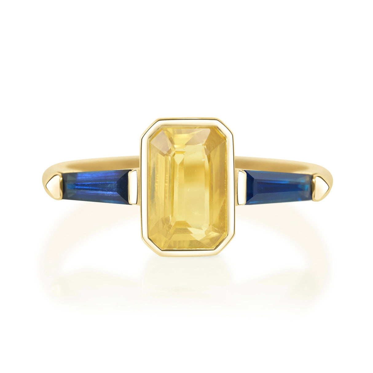 Yellow Sapphire Triplet Bar Ring 18K engagement ring