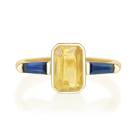 Yellow Sapphire Triplet Bar Ring 18K engagement ring