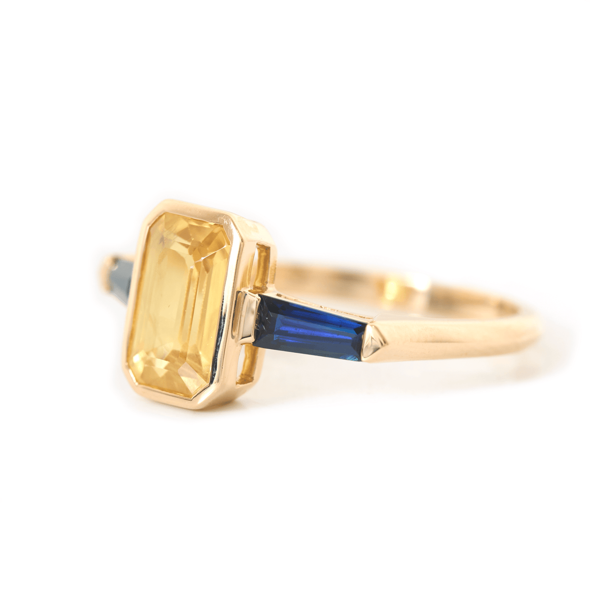 Yellow Sapphire Triplet Bar Ring 18K engagement ring 1