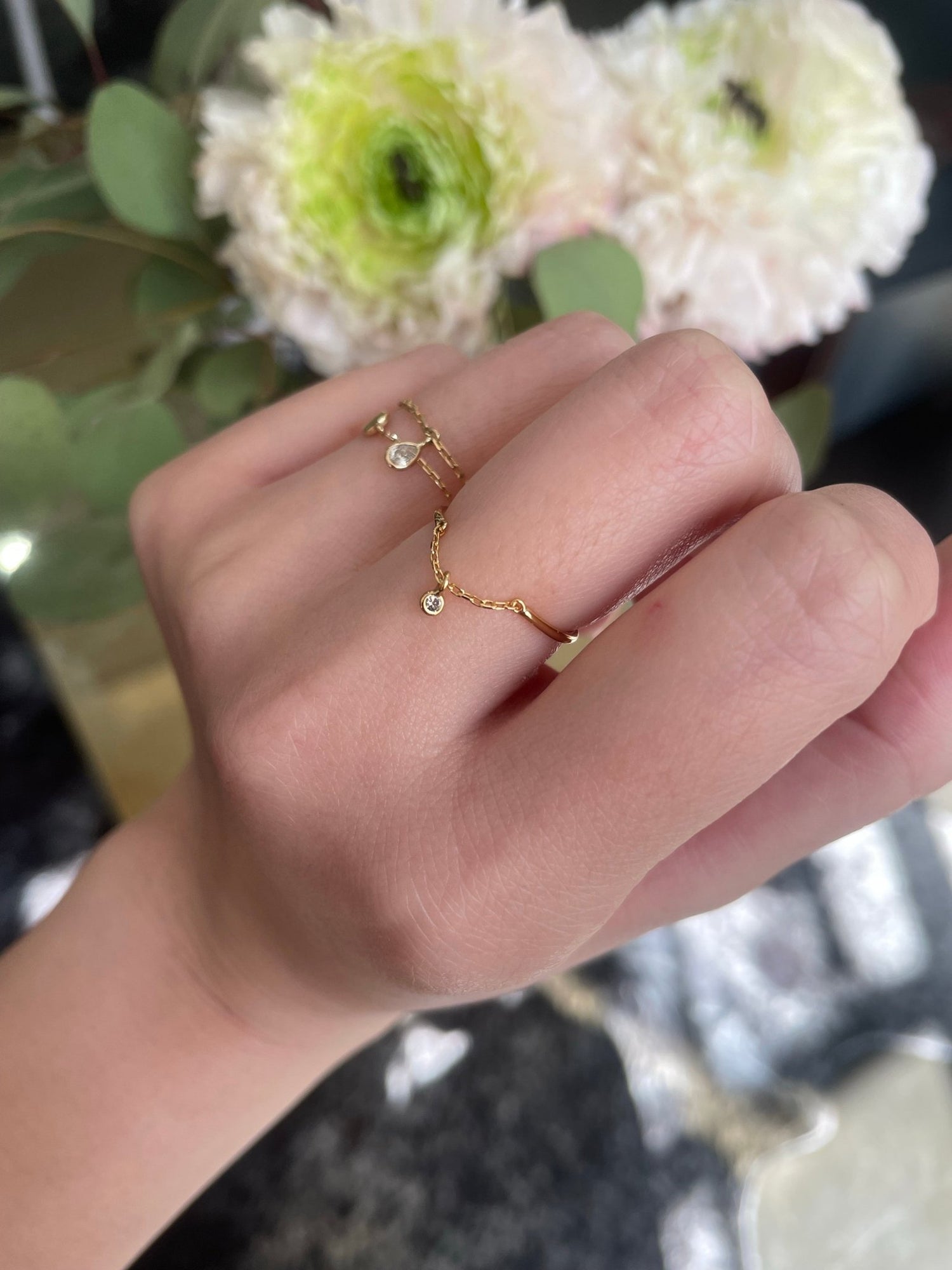 Yi Collection x Opening Ceremony Diamond Half Chain Ring: Silver With 14K Gold Plating