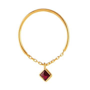 Yi Collection x Opening Ceremony January Garnet half chain ring: Silver with 14k gold plating