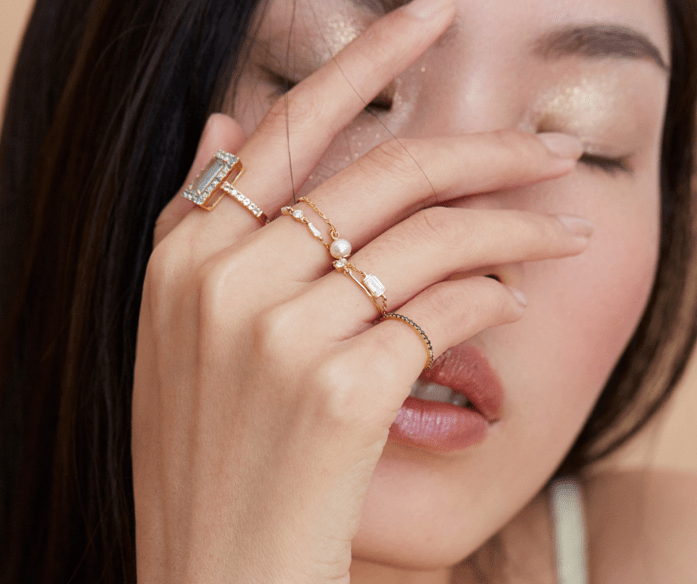 Yi Collection x Opening Ceremony June Pearl Half Chain Ring: Silver With 14K Gold Plating