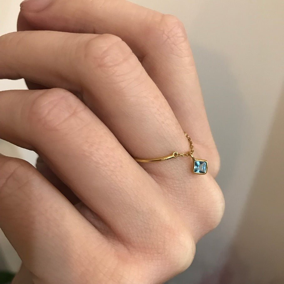 Yi Collection x Opening Ceremony December Topaz Half Chain Ring: Silver With 14K Gold Plating