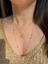 Zodiac Dog Pendant Necklace on model 1