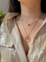 Zodiac Dog Pendant Necklace on model 2