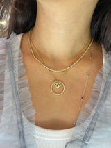 Zodiac Dragon Pendant Necklace on model 1