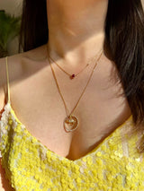 Zodiac Ox Pendant Necklace on model 2