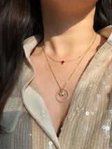 Zodiac Rabbit Pendant Necklace on model 1