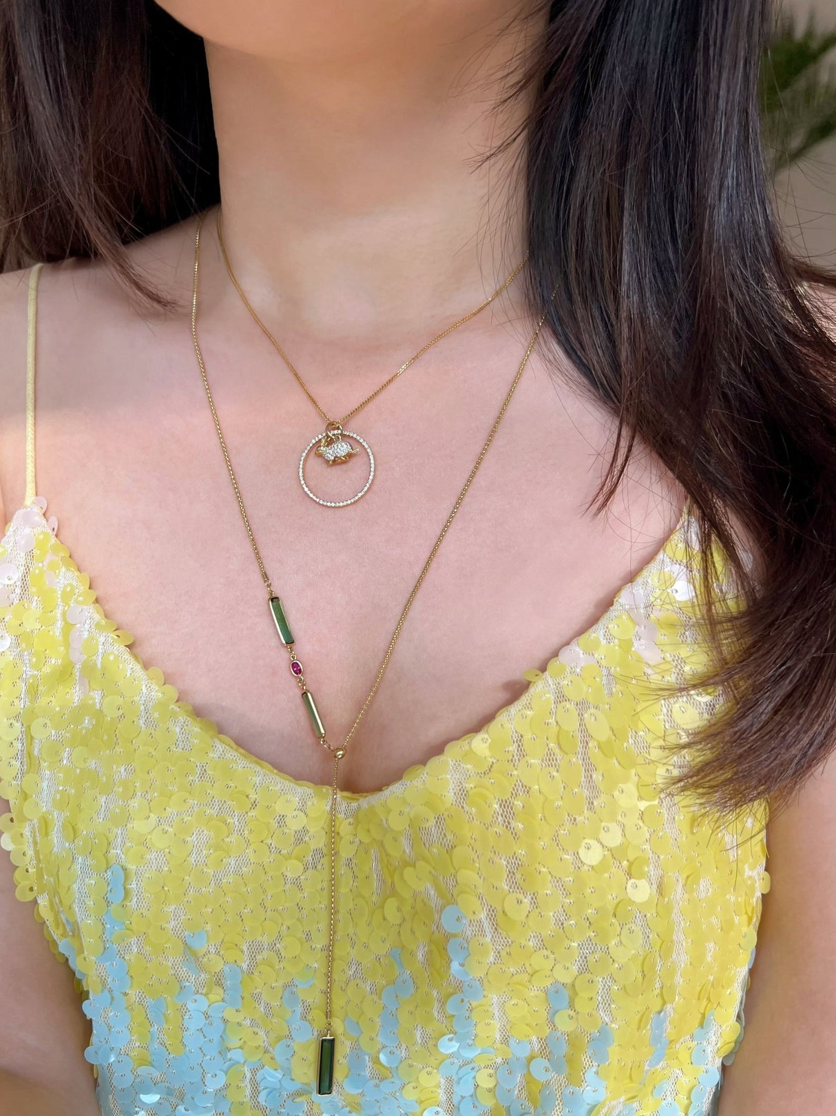 Zodiac Rabbit Pendant Necklace on model 2