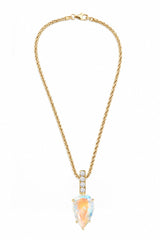 Rainbow Moonstone & Diamond Dewdrop Supreme Pendant Necklace