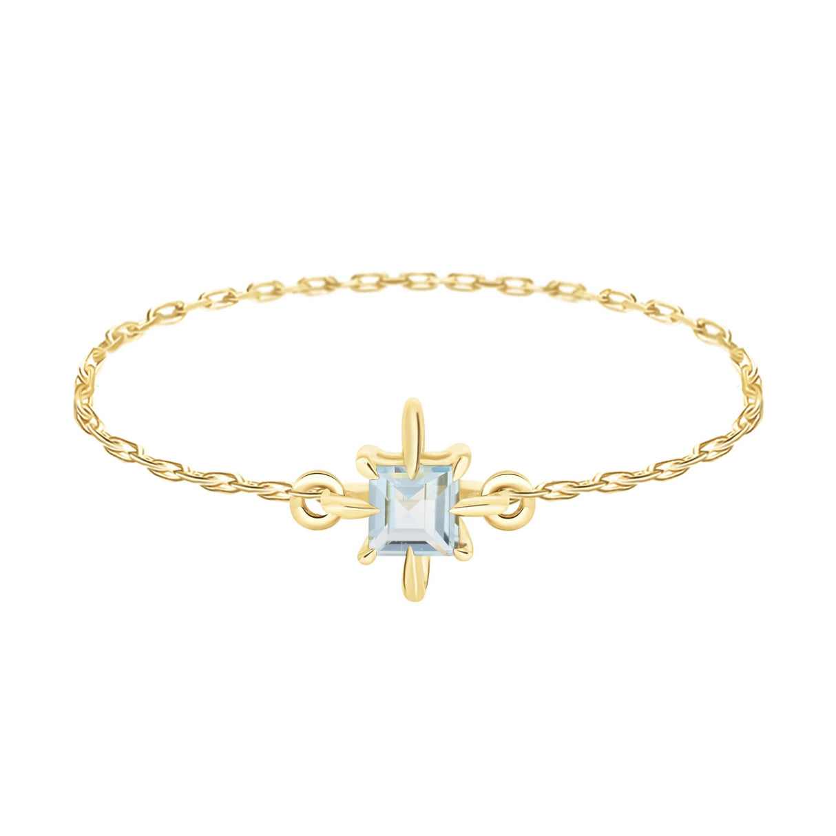 Aquamarine Birthstone Petite Circle Diamond Ring 14k gold stackable ring