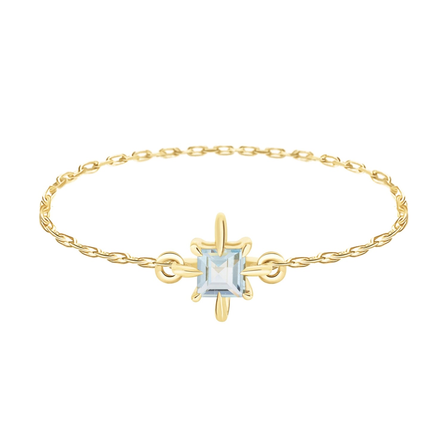 Aquamarine Birthstone Petite Circle Diamond Ring 14k gold stackable ring