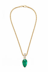 Emerald & Diamond Dewdrop Supreme Pendant Necklace
