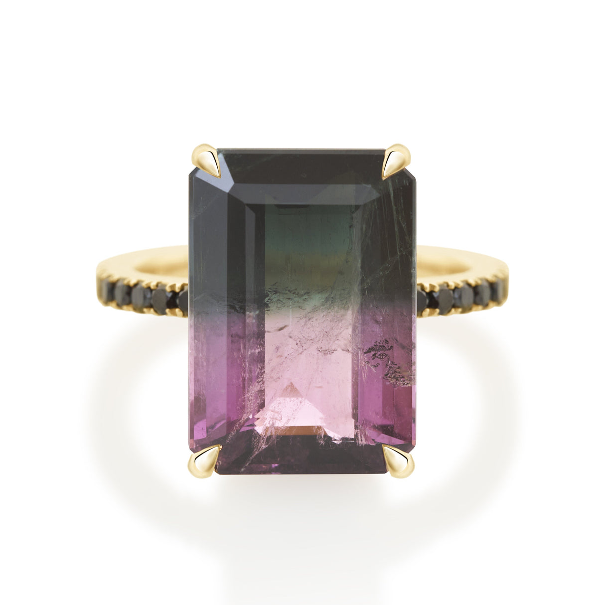 Watermelon Tourmaline & Black Diamond Supreme Protection Ring