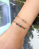 Green Tourmalines & Mauve Spinels Compass Bangle