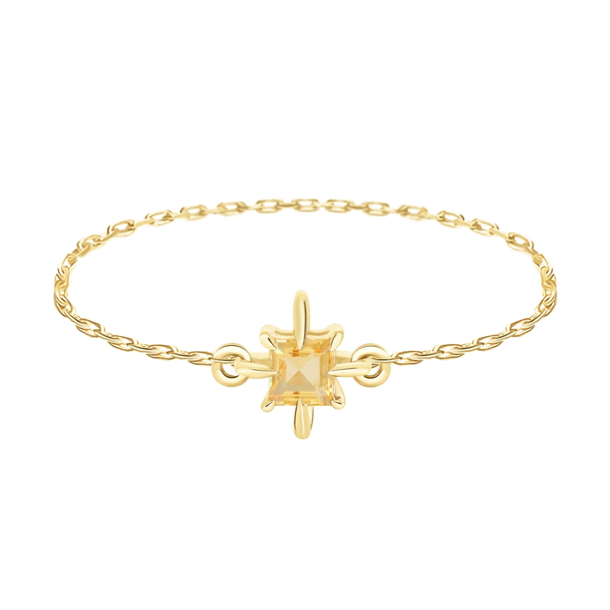 Citrine Birthstone Petite Circle Diamond Ring 14k gold stackable ring