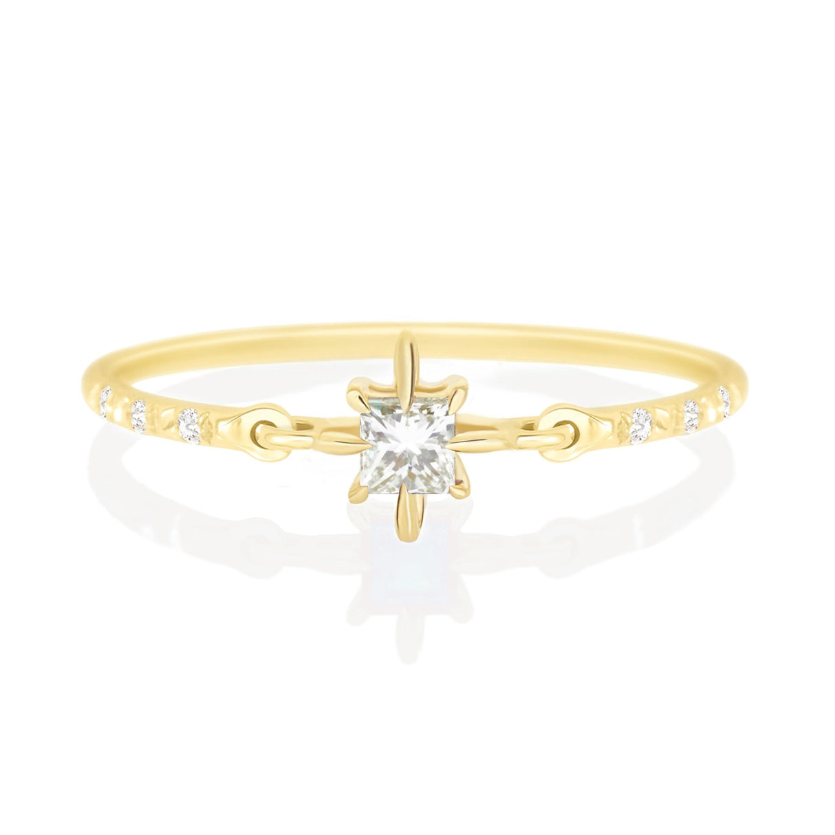 Diamond Birthstone Petite Circle Diamond Ring 14k gold stackable ring