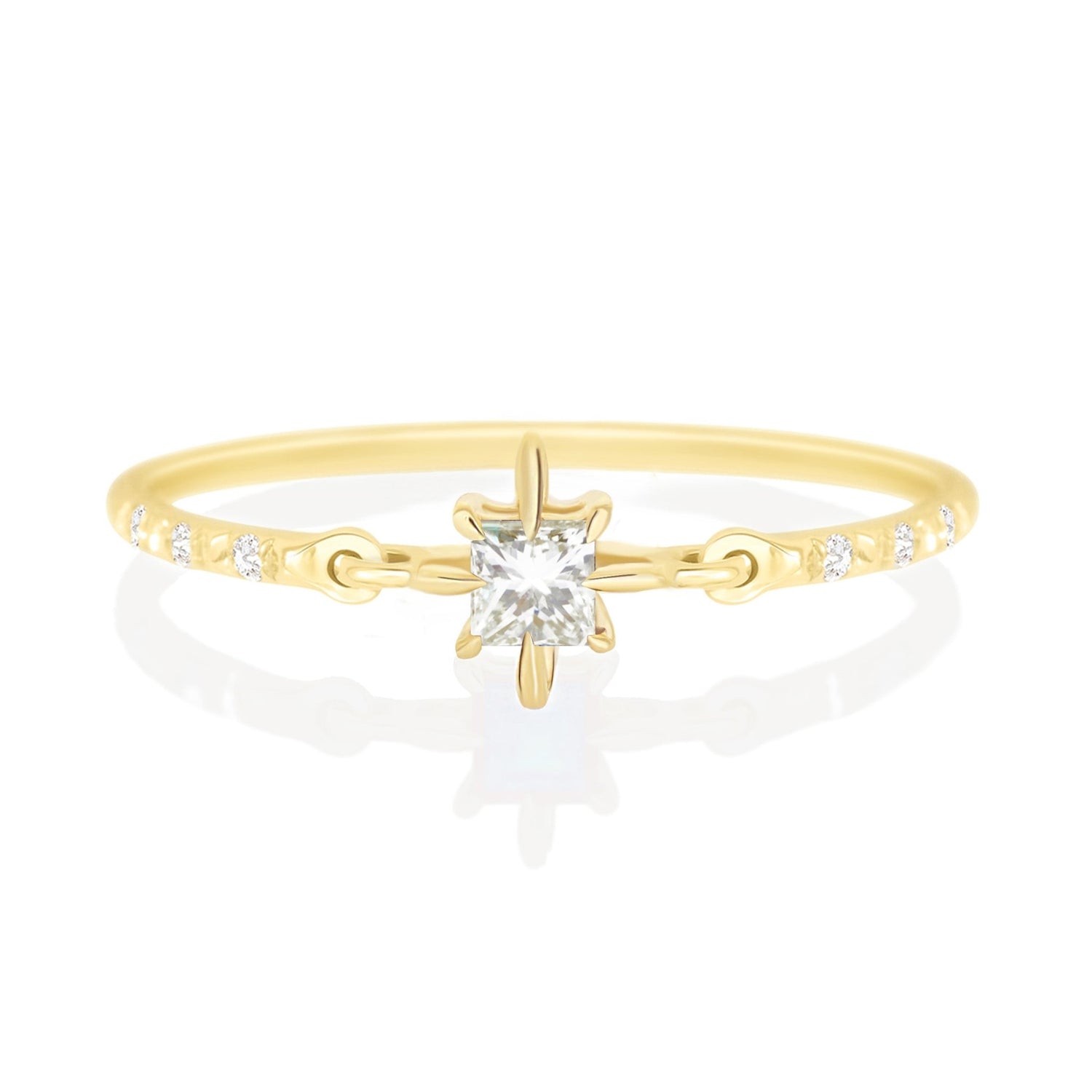 Diamond Birthstone Petite Circle Diamond Ring 14k gold stackable ring