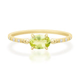 Vivid Yellow Chrysoberyl Petite Circle Diamond Ring