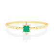 Emerald Birthstone Petite Circle Diamond Ring 14k gold stackable ring