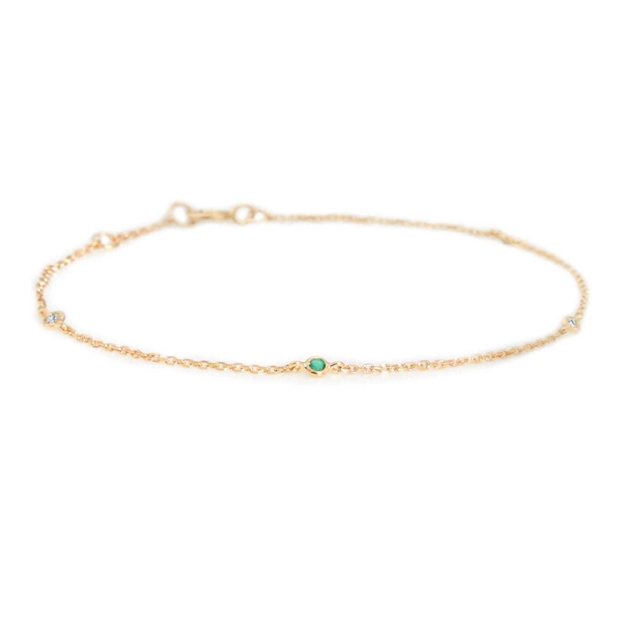 emerald_diamond_dot_bracelet_18K_Gold_stackable_design