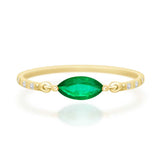 Emerald Marquise Petite Circle Diamond Ring
