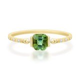 Green Tourmaline Petite Circle Diamond Ring