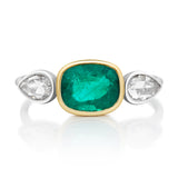 Emerald & Rose Cut Diamond Ring